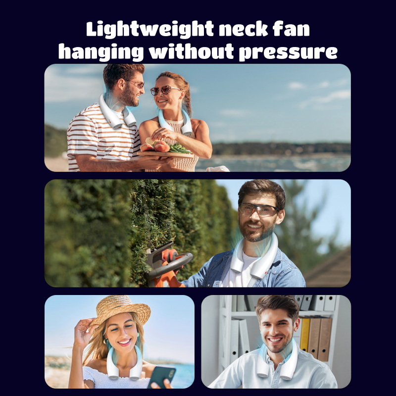 AI Neck Fan | 360° Airflow, Cooling, Noise Reduction, Low Noise, Wearable Fan, 4-speed Adjustment, Portable Fan, Suitable for Home, Office, Travel, Outdoor