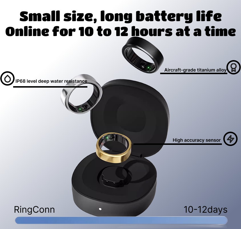 RingConn Smart Ring | Health Management, Sleep Monitoring, Data Recording, AI Health Guidance, Anomaly Alert, Personalized Service, Exercise and Fitness, Wearable Device, Water-resistant, Long Battery Life