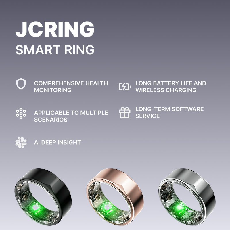JCRing Smart Ring | AI Health Monitoring, Blood Sugar Risk Assessment, Sleep Tracking, Heart Rate and Oxygen Level Monitoring, Water-resistant, Fast Charging