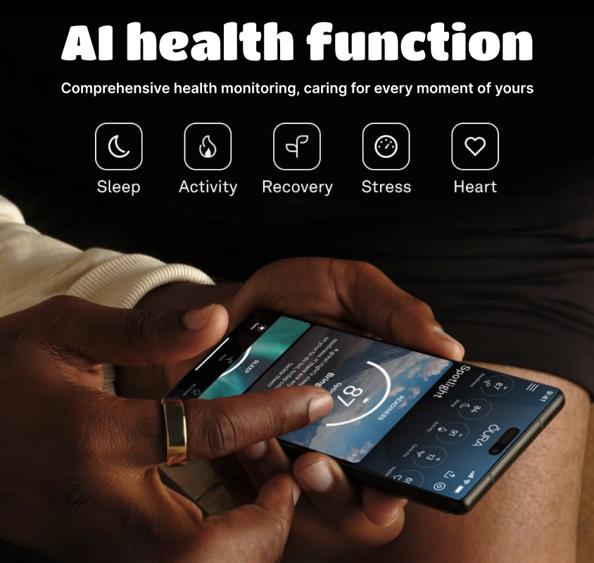 RingConn Smart Ring | Health Management, Sleep Monitoring, Data Recording, AI Health Guidance, Anomaly Alert, Personalized Service, Exercise and Fitness, Wearable Device, Water-resistant, Long Battery Life