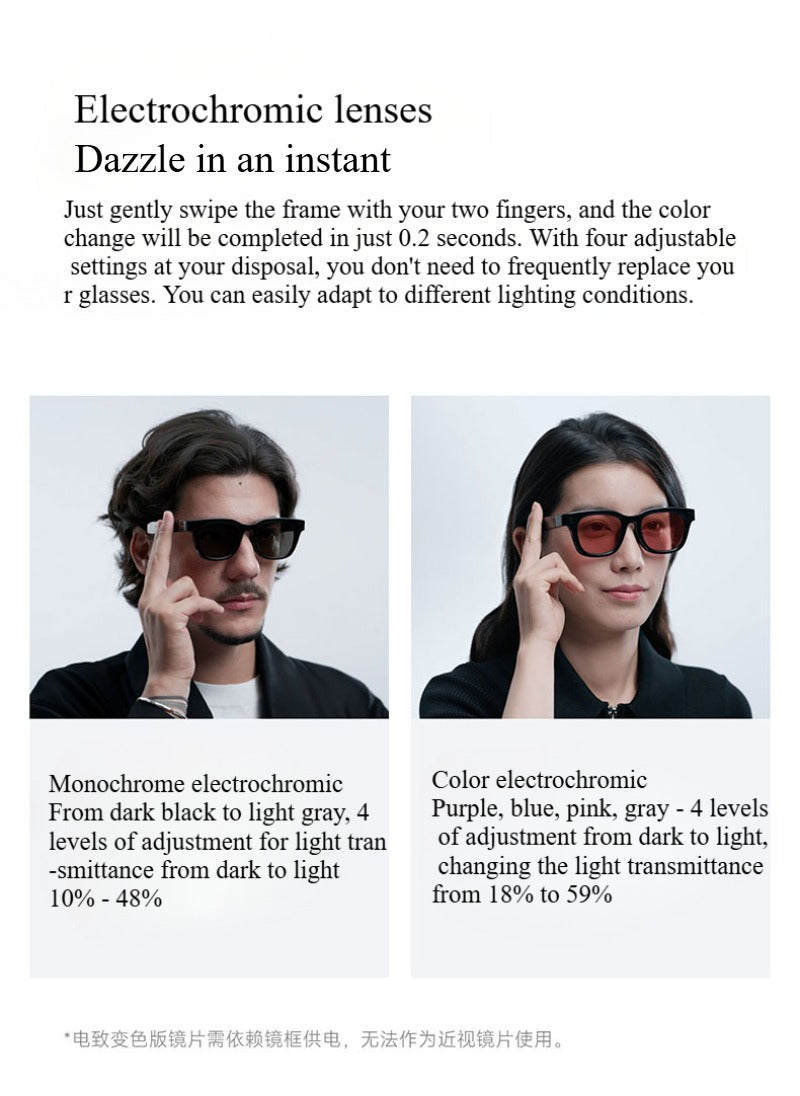 Xiaomi Smart AI Glasses | Bone Conduction Technology, High-definition Camera, Electrochromic Display, QR Code Payment, Voice Control, Multi-scenario Control, Suitable for Office, Travel and Entertainment