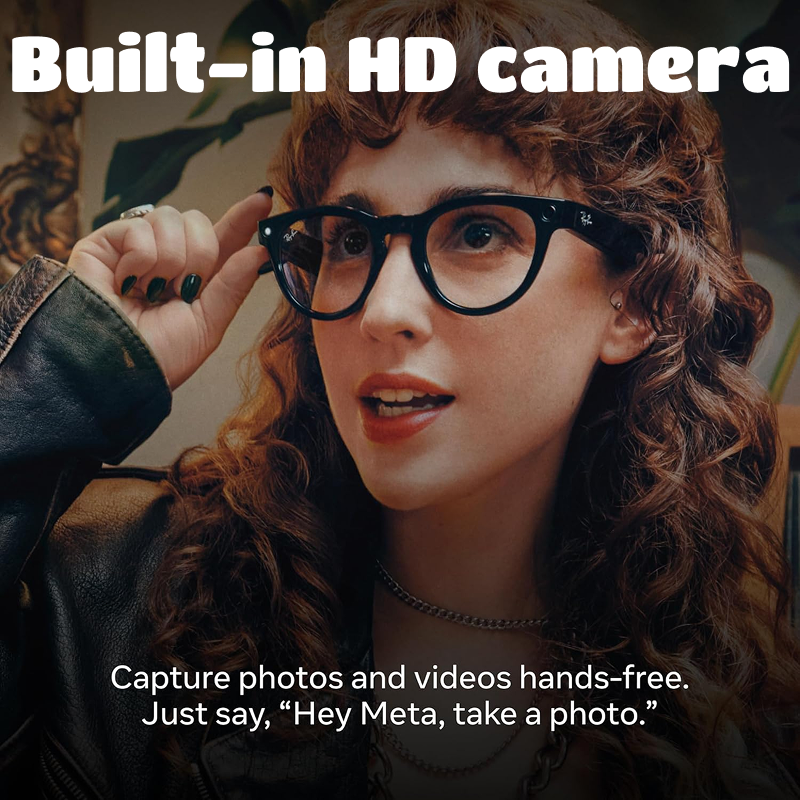 Ray-Ban Meta Glasses | Smart Glasses, AI, Open Headphones, Real-time Translation, High-definition Shooting, Live Streaming, Video, Call