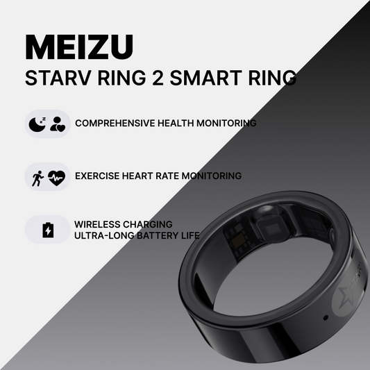 Meizu StarV Ring 2 Smart Ring | AI Health Data Monitoring and Analysis, IP68 Level Waterproofing, Blood Sugar Monitoring, Sleep Monitoring, Heart Rate Tracking, Wireless Charging