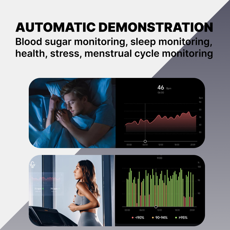 JCRing Smart Ring | AI Health Monitoring, Blood Sugar Risk Assessment, Sleep Tracking, Heart Rate and Oxygen Level Monitoring, Water-resistant, Fast Charging