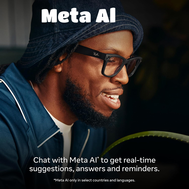 Ray-Ban Meta Glasses | Smart Glasses, AI, Open Headphones, Real-time Translation, High-definition Shooting, Live Streaming, Video, Call